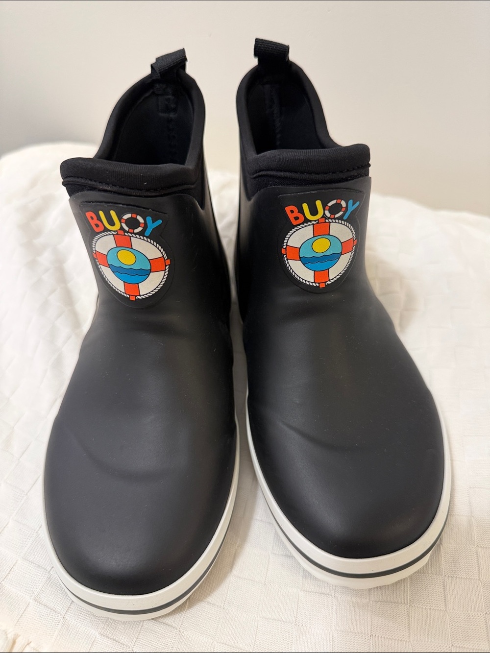 BUOY BOOTS Kids Black Waterproof Slip-On Rain Shoes
